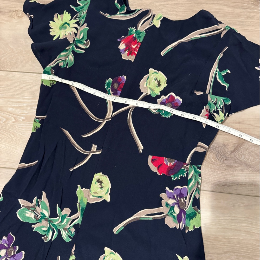 Anthropologie Maeve Navy Blue Floral Flutter Sleeve Dress, 6 Petite - Picture 6 of 6